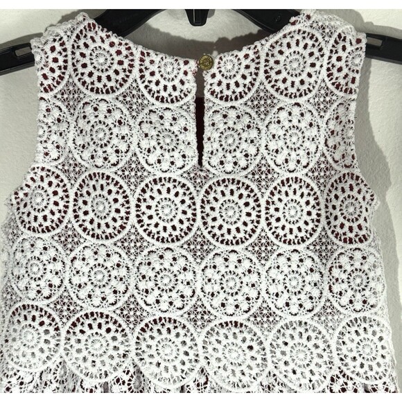 Genuine Kids by OshKosh Dress Lace Embroidered Scalloped Hem White Red - Picture 5 of 9